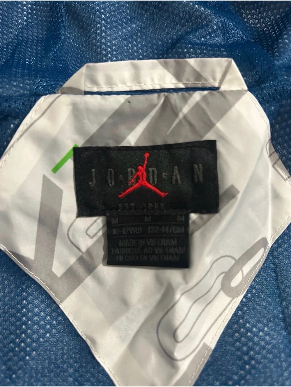Kids Jordan Lightweight Hooded Windbreaker Jacket - White/Gray/Green